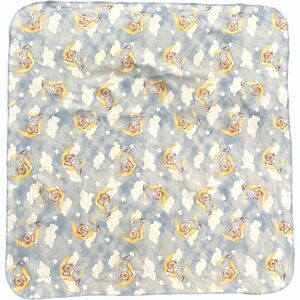 Vintage Dreaming Bear Receiving Blanket 28 X 28.5 Blue Bear Moon Clouds